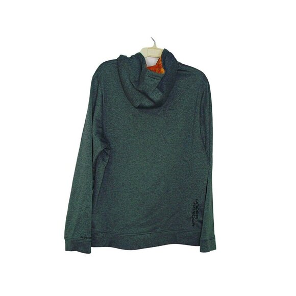 Under Armour Gray Loose Fit Orange Logo Front Pockets Hoodie Sweatshirt Size L - Picture 2 of 12